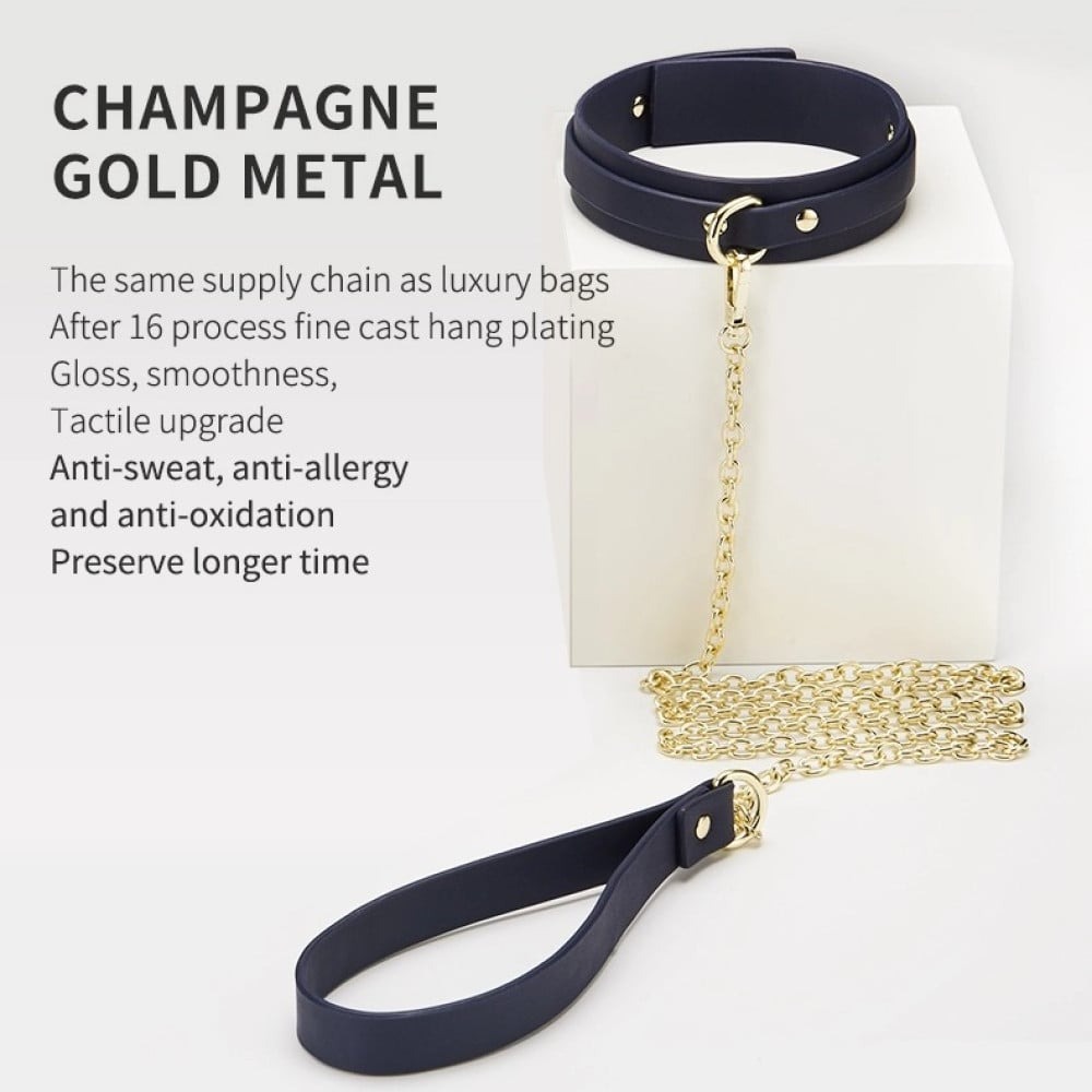 Різне - Нашийник з повідцем Romfun шкіряні, сині 7