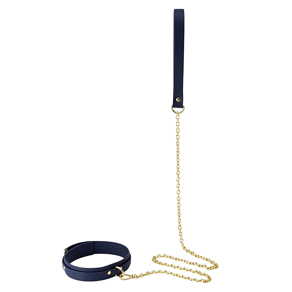 Різне - Нашийник з повідцем Romfun шкіряні, сині 1