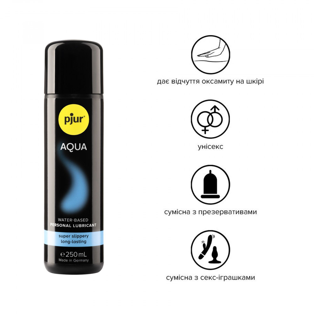 Смазки на водной основе - Лубрикант на водной основе pjur Aqua 250 мл, эффект бархатистой кожи без прилипания 3