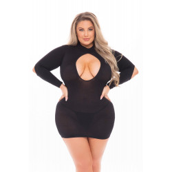 Сукня Pink Lipstick Lingerie з відкритою спиною та глибоким декольте, чорна, PLUS SIZE