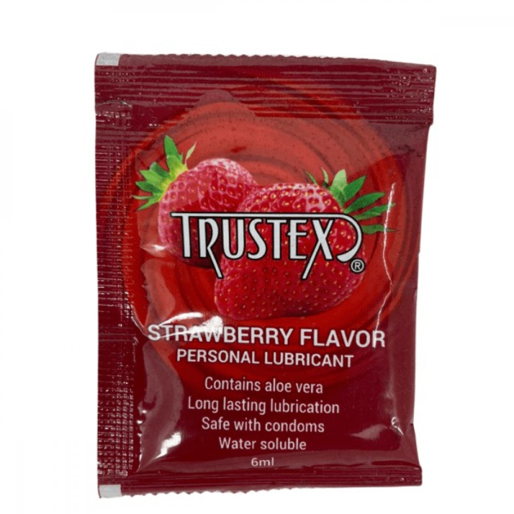 Лубриканты - Саше/Лубрикант на водной основе Trustex Strawberry со вкусом клубники, 6 мл