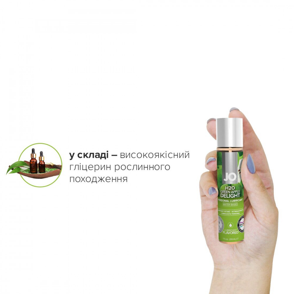 Оральные смазки - Смазка на водной основе System JO H2O — Green Apple (30 мл) без сахара, растительный глицерин 2