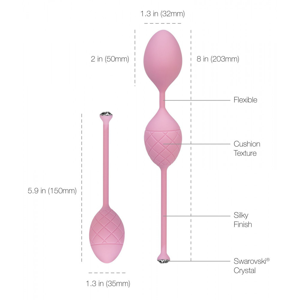 Вагинальные шарики - Роскошные вагинальные шарики PILLOW TALK - Frisky Pink с кристаллом, диаметр 3,2см, вес 49-75гр 3