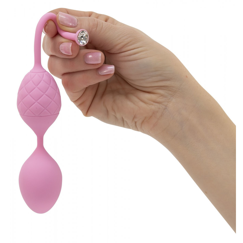 Вагинальные шарики - Роскошные вагинальные шарики PILLOW TALK - Frisky Pink с кристаллом, диаметр 3,2см, вес 49-75гр 9
