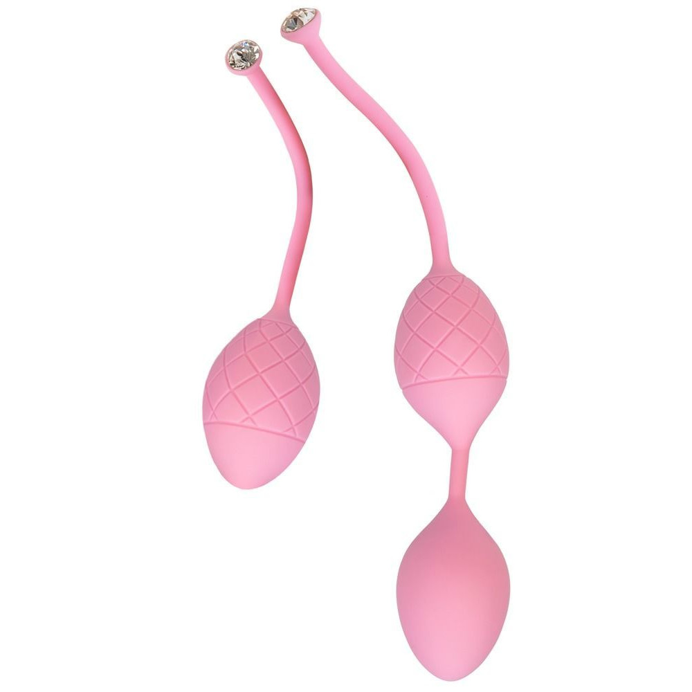 Вагинальные шарики - Роскошные вагинальные шарики PILLOW TALK - Frisky Pink с кристаллом, диаметр 3,2см, вес 49-75гр