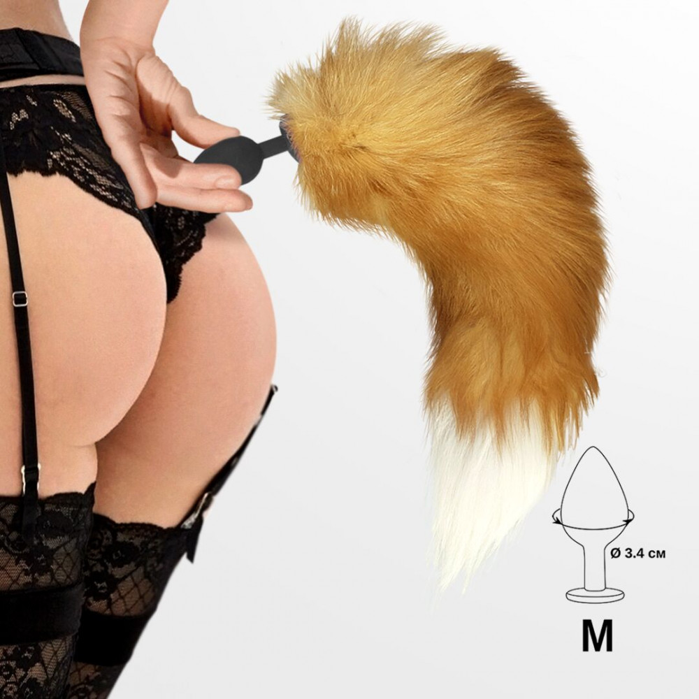 Анальный хвост - Силиконовая анальная пробка с хвостом из натурального меха Art of Sex size M Red Fox fox 2