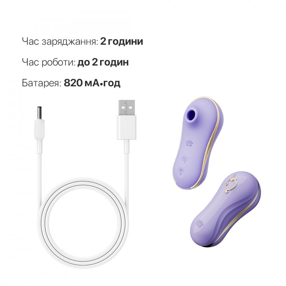 Вибраторы вакуумные - Набор 2в1 Zalo — UNICORN Violet, виброяйцо + вакуумный стимулятор 3