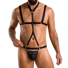 Комплект мужского белья из стреп Passion 039 Set Andrew L/XL Black, стринги, шлейка