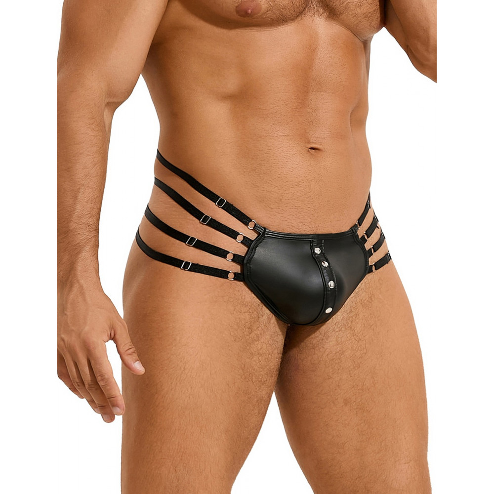 Різне - Стрінги чоловічі чорні STAR Night з регулюючими гумками з боків, L 3