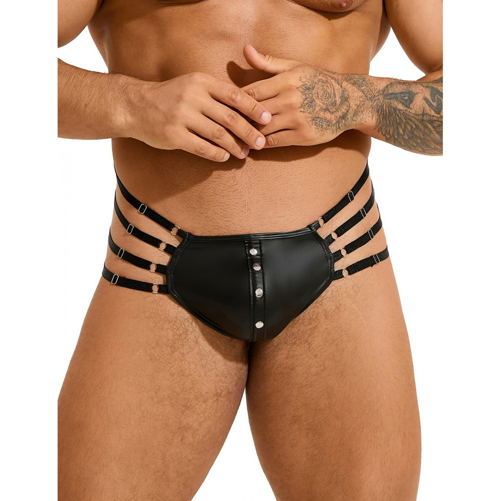 Різне - Стрінги чоловічі чорні STAR Night з регулюючими гумками з боків, L