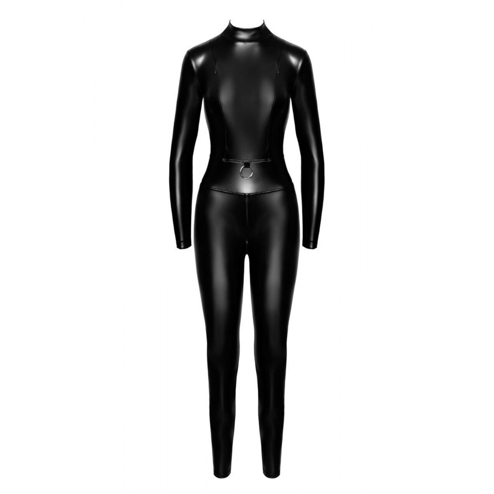 Женское эротическое белье - Комбинезон Noir Handmade F319 Caged wetlook catsuit with zippers and ring - 3XL 4