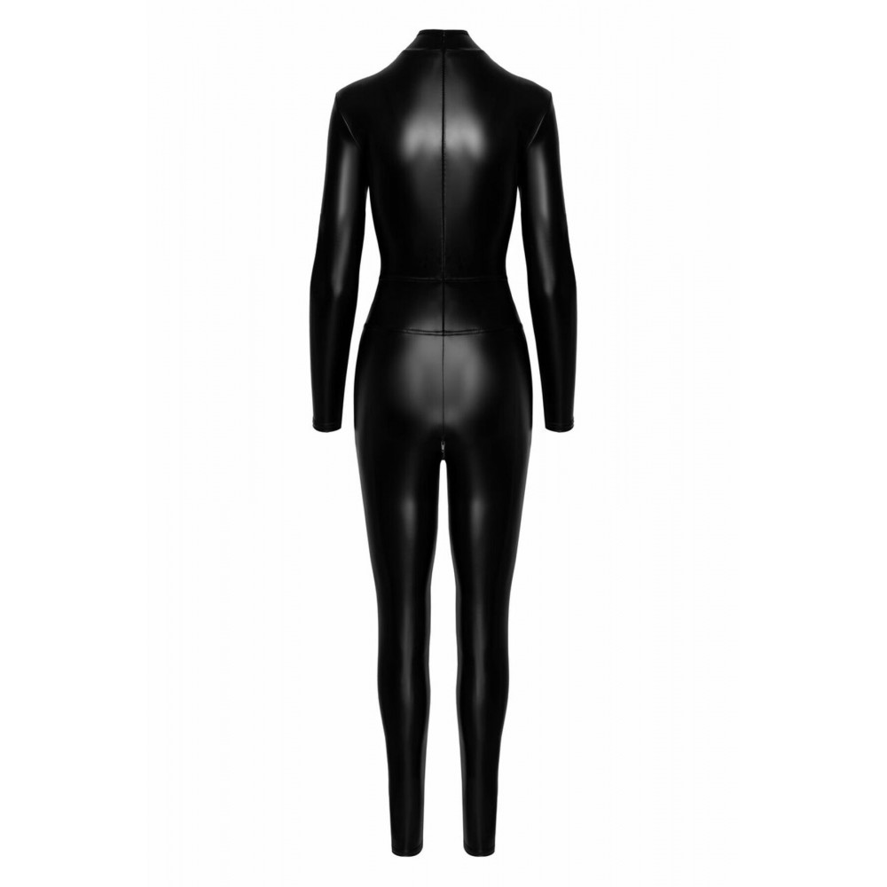 Женское эротическое белье - Комбинезон Noir Handmade F319 Caged wetlook catsuit with zippers and ring - 3XL 5