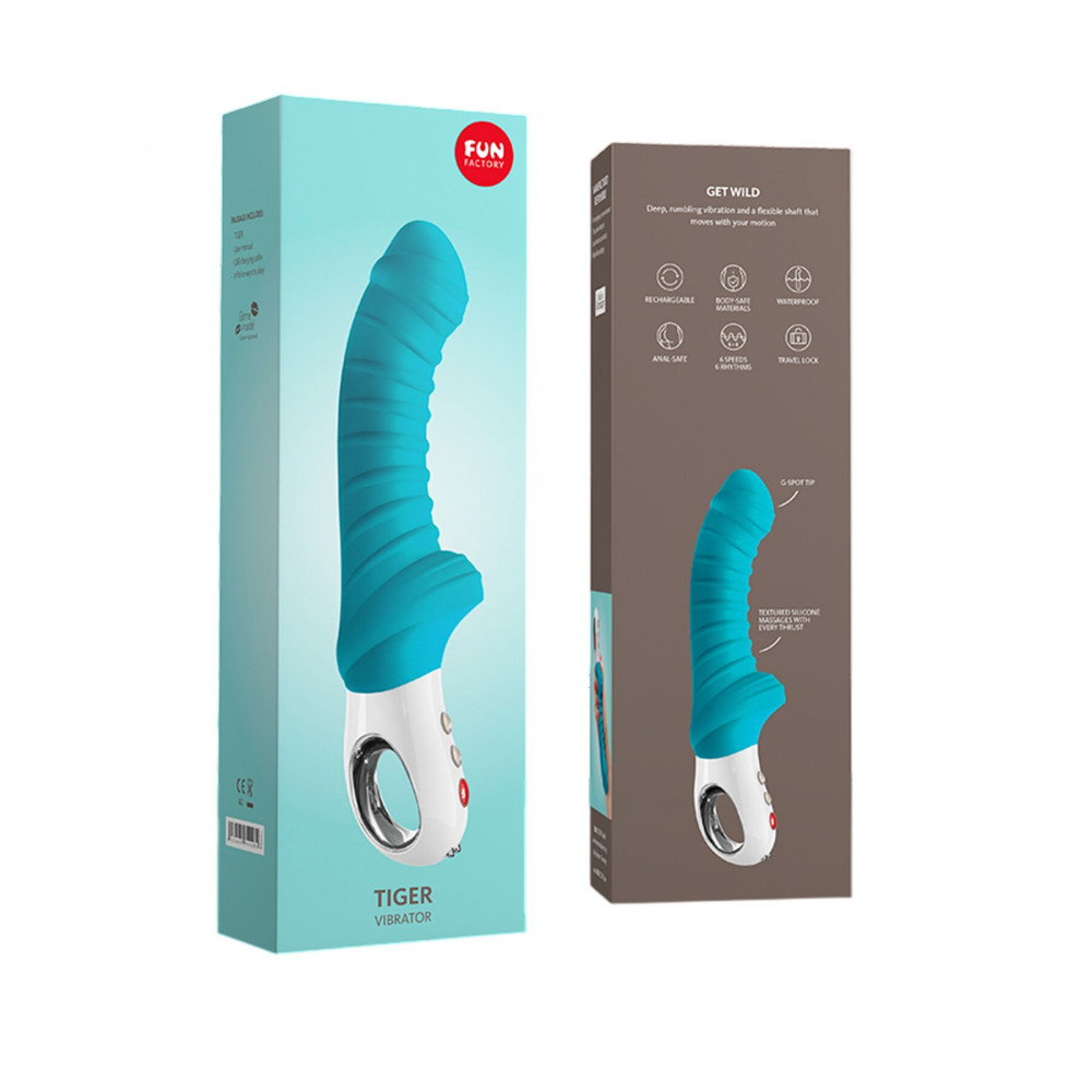 Классический вибратор - Вибратор для точки G Fun Factory TIGER petrol, ребристый, подходит для анальной стимуляции 7
