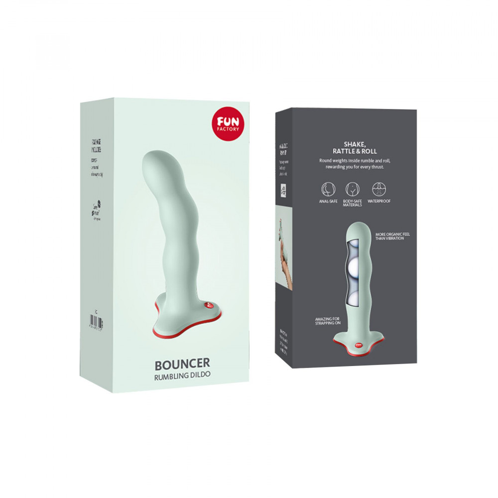 Фалоімітатор - Фалоімітатор Fun Factory BOUNCER, світло-зелений, кульки всередині, ефект вібрації, діаметр 3,9 см 6