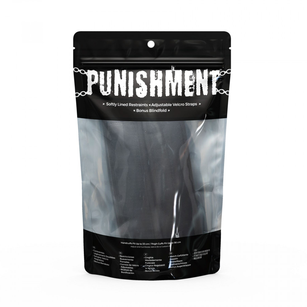 Наручники и ограничения - Фиксаторы для руки и бедра Punishment - Thigh to Wrist Restraints - Black 3