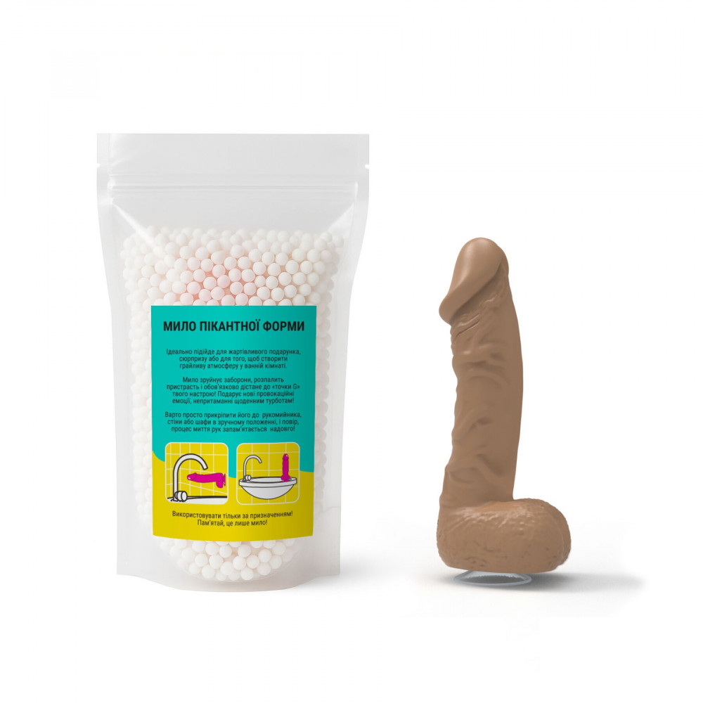 Секс приколы - Крафтовое мыло-член с присоской Чистий Кайф LARGE Brown, натуральное 3