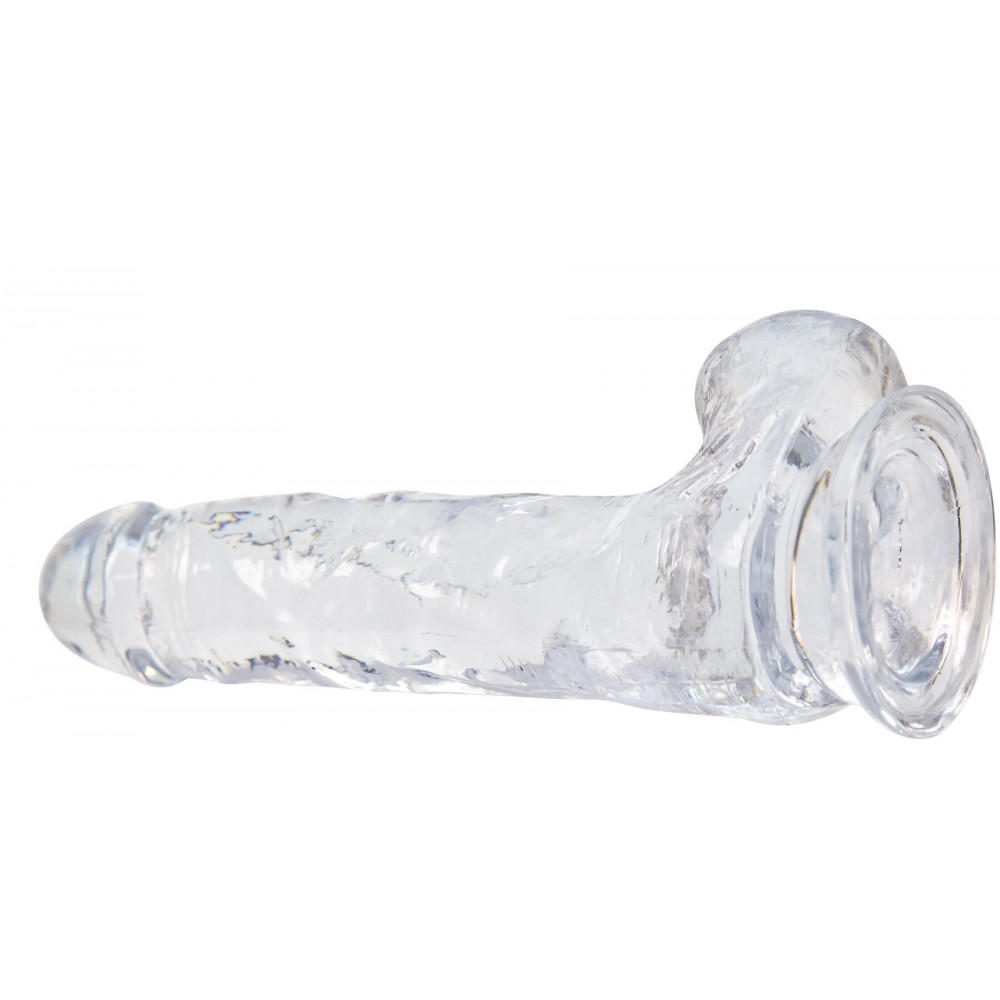 Фалоімітатор - Прозорий фалоімітатор на присосці ADDICTION — Clear Dildo with Balls 8″, віброкуля в подарунок 3