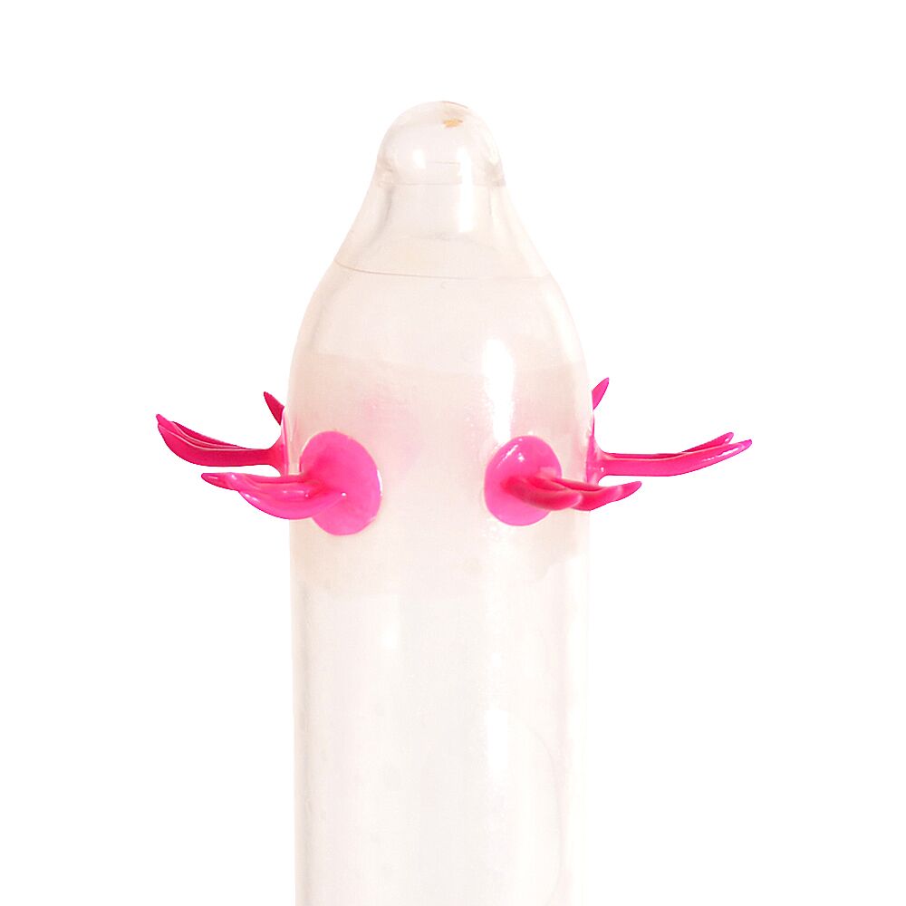 Ерегційні кільця без вібрації - Насадка на член Recare Turquoise Monster Spike Condom (презерватив з вусиками) 1