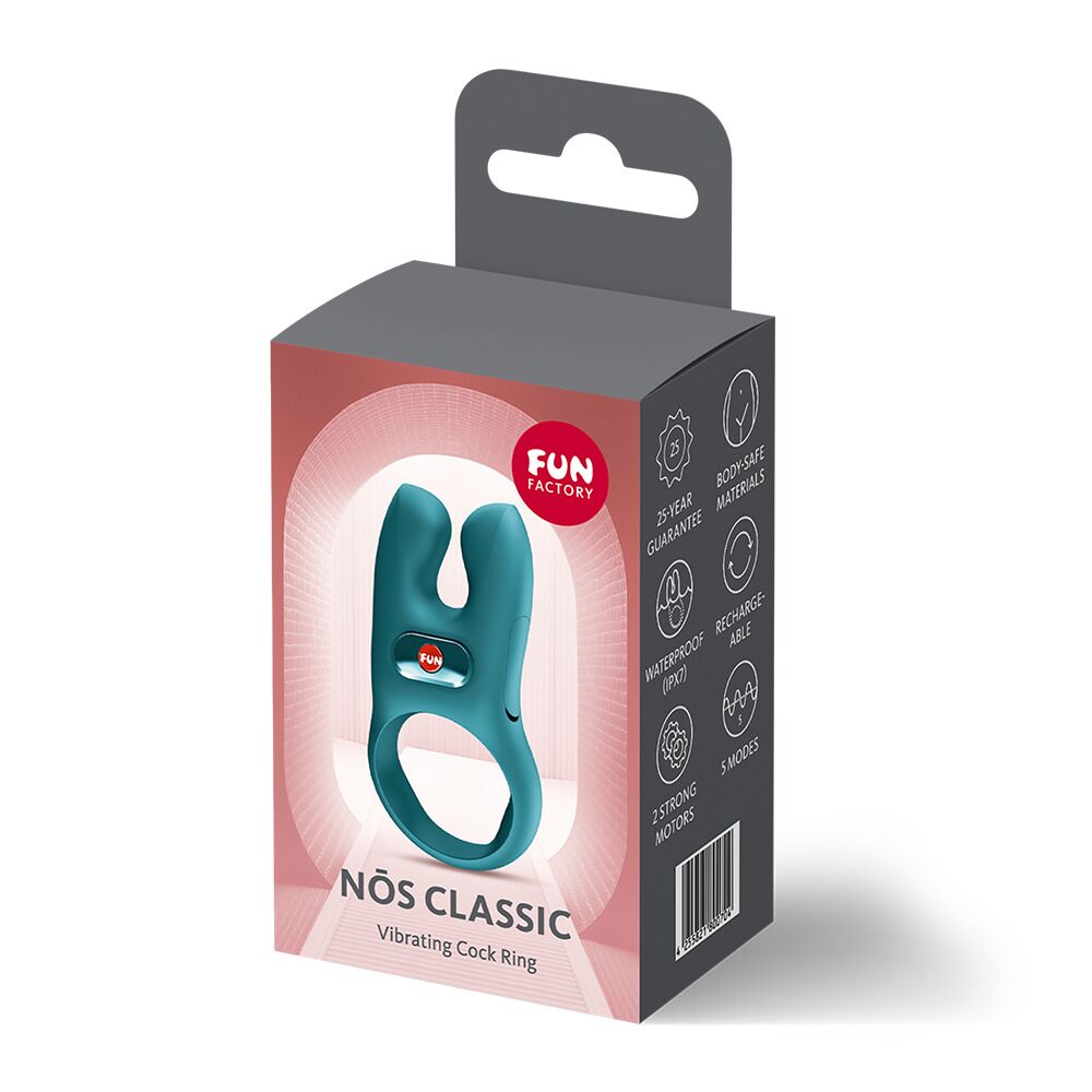 Ерекційні кільця з вібрацією - Ерекційне віброкільце з подвійною стимуляцією клітора Fun Factory NŌS CLASSIC Bottle Green, 2 мотори 7