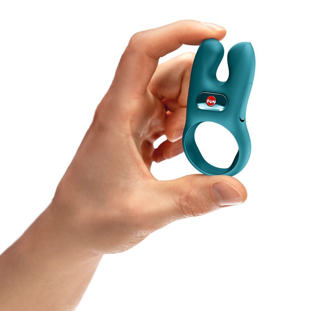 Ерекційні кільця з вібрацією - Ерекційне віброкільце з подвійною стимуляцією клітора Fun Factory NŌS CLASSIC Bottle Green, 2 мотори 5