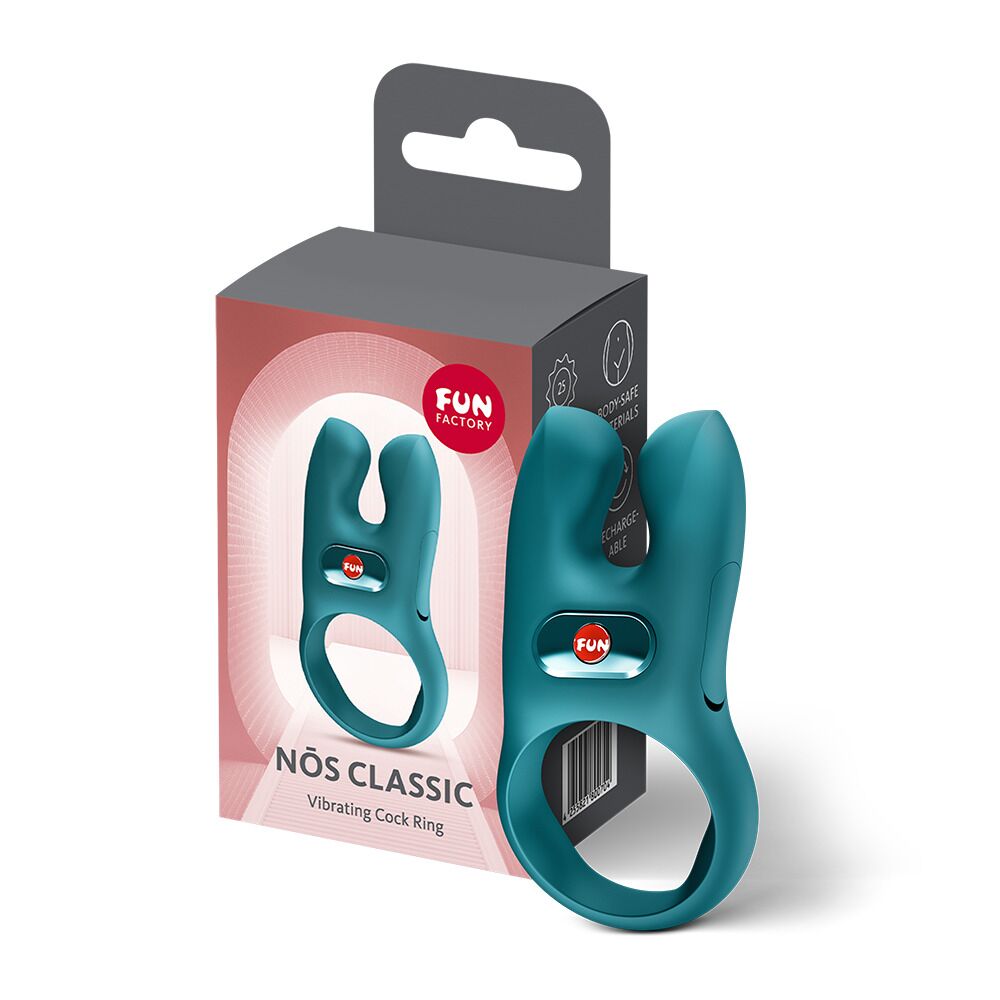 Ерекційні кільця з вібрацією - Ерекційне віброкільце з подвійною стимуляцією клітора Fun Factory NŌS CLASSIC Bottle Green, 2 мотори 6