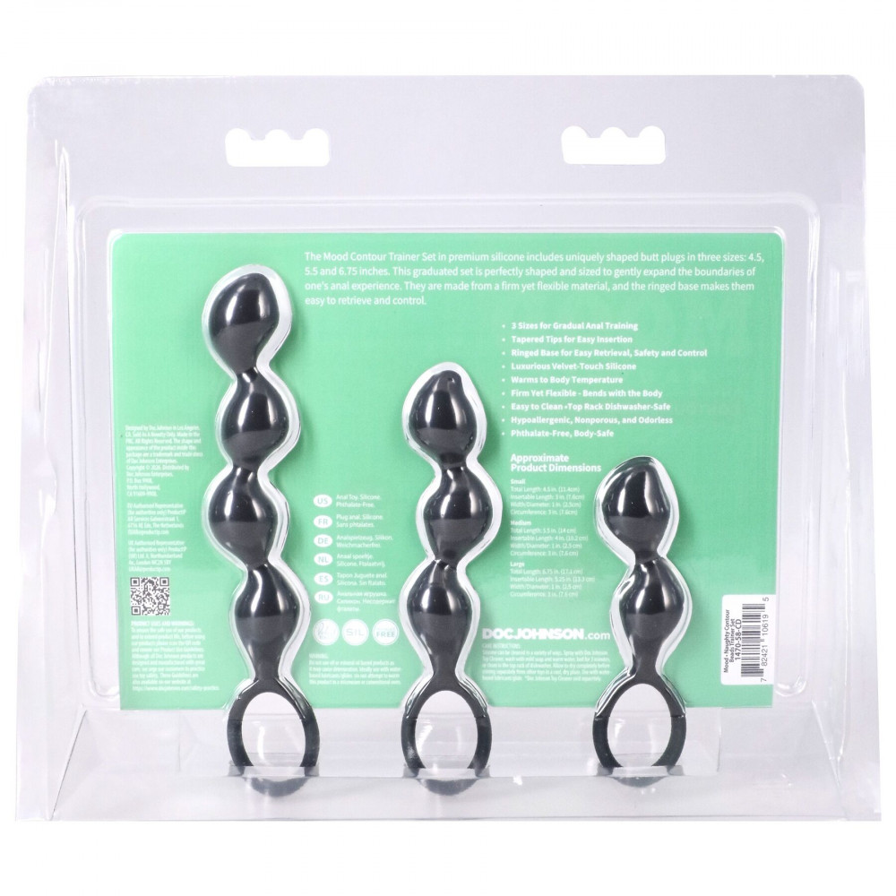 Анальные игрушки - Набор анальных игрушек Doc Johnson Mood Naughty Contour Beads Trainer Set 5