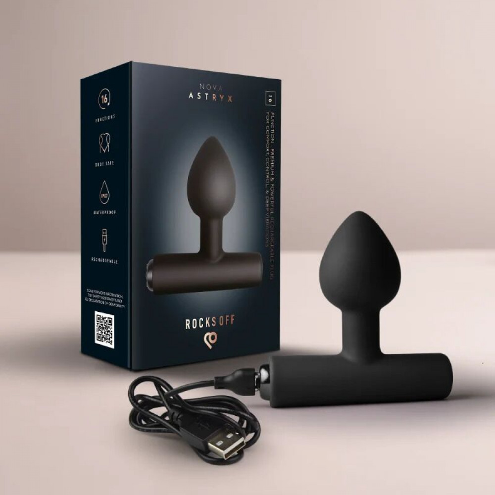 Анальные игрушки с вибрацией - Анальная вибропробка Rocks Off NOVA Astryx Black 1