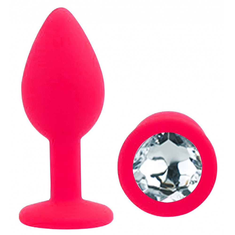 Анальные игрушки без вибрации - Силиконовая анальная пробка EGZO - Silicone Pink Round Plug Clear, size S 3