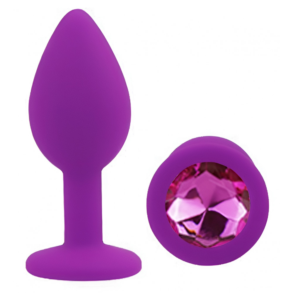Анальные игрушки без вибрации - Силиконовая анальная пробка EGZO - Silicone Purple Round Plug Rose, size S 3
