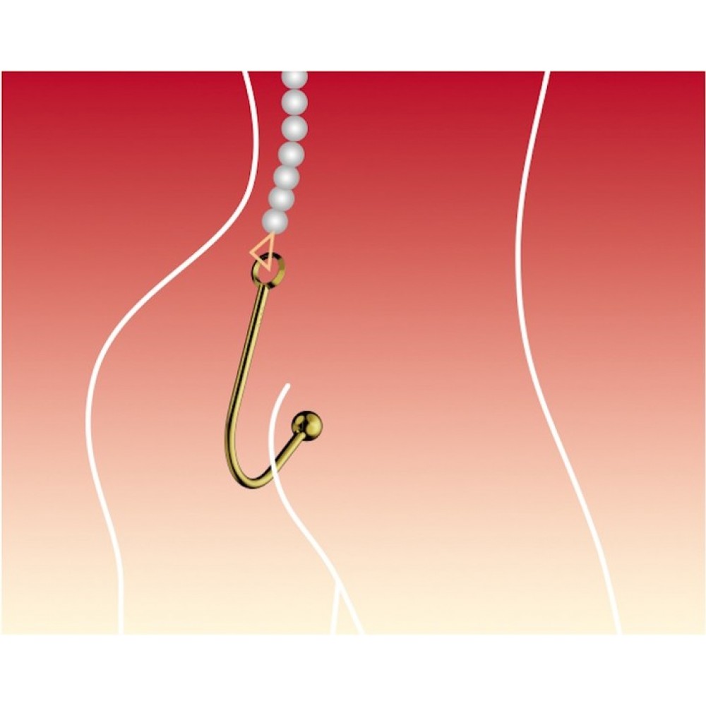 Разное - Вагинальный / анальный крюк UPKO Hook золотистый, с шариком на конце и кольцом для фиксации 6