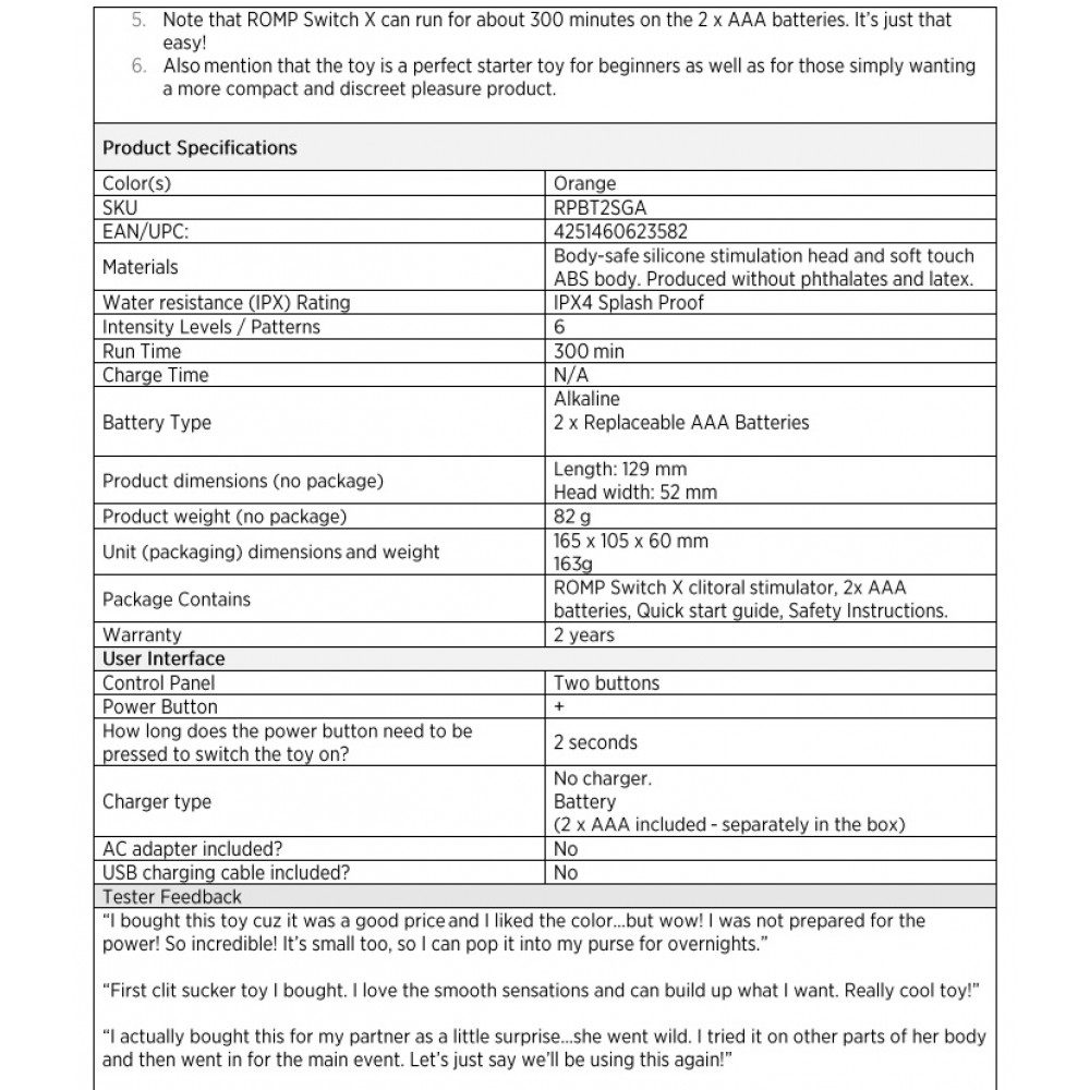 Різне - Вакуумний стимулятор клітора ROMP Switch X, помаранчевий 15