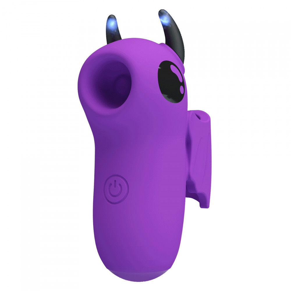 Вакуумный вибратор - Стимулятор для клитора Pretty Love Magic Devil с сосанием и электростимуляцией, фиолетовый, 6.9 см 1