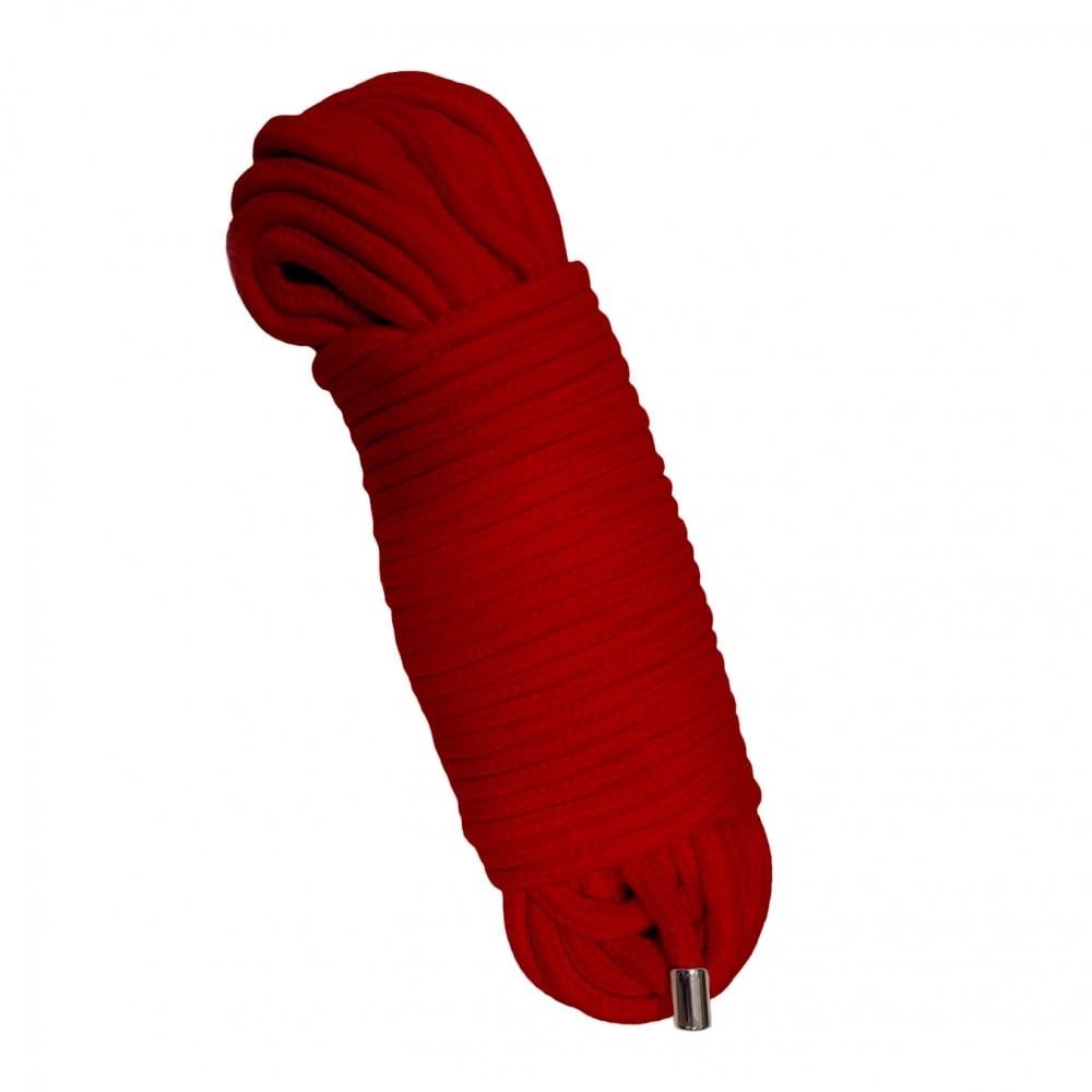 БДСМ игрушки - Веревка для связывания 20 метров, наконечники металл, красная