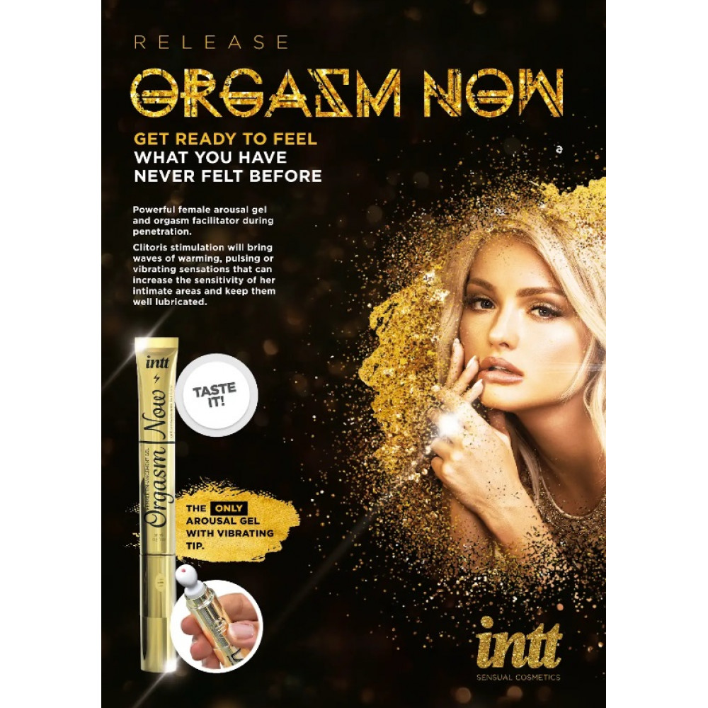 Різне - Збудливий гель-вібратор 2-в-1: Intt Orgasm Now зі смаком персика, 15 мл 2