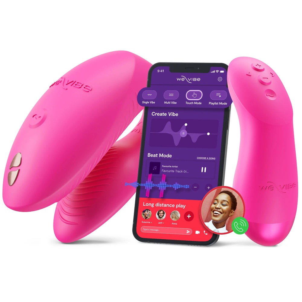 Игрушки для пар - Вибратор для пар We-Vibe Chorus Pro Electric Pink с пультом и приложением, розовый 43
