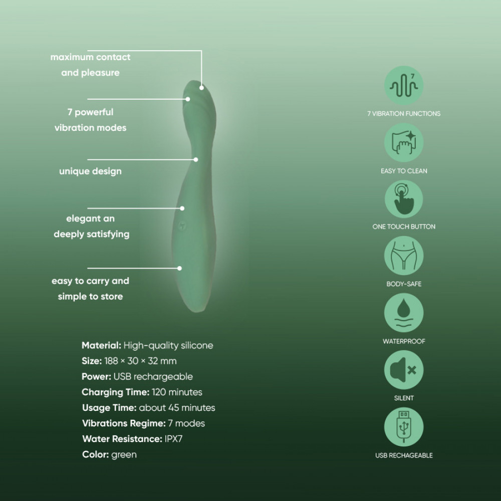 Стимулятор точки G - Вибратор для точки G Sweet Em, зелёный 7