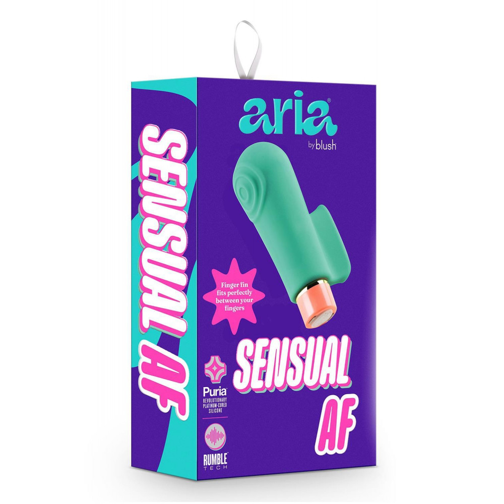 Секс игрушки - Вибратор на палец с рельефом Aria Blush, силиконовый, бирюзовый 1