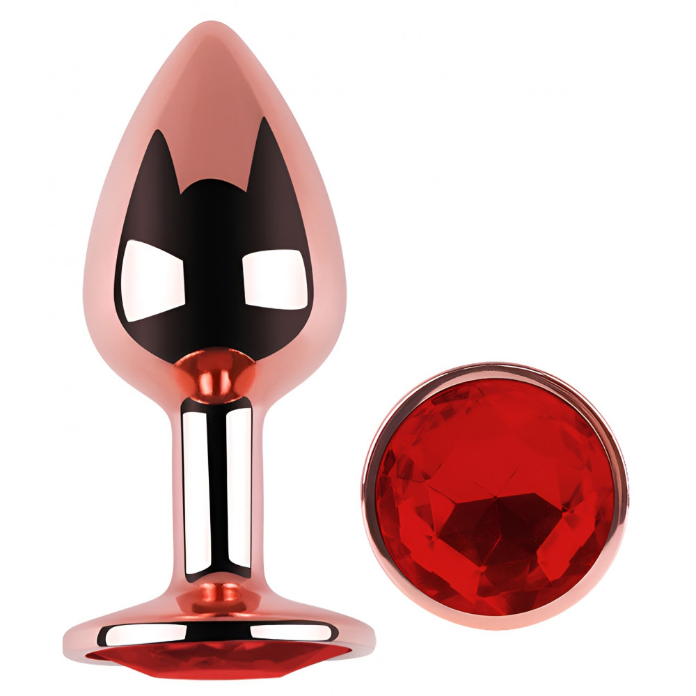 - Анальная пробка с кристаллом EGZO - Rose Gold Round Plug Red size M 1