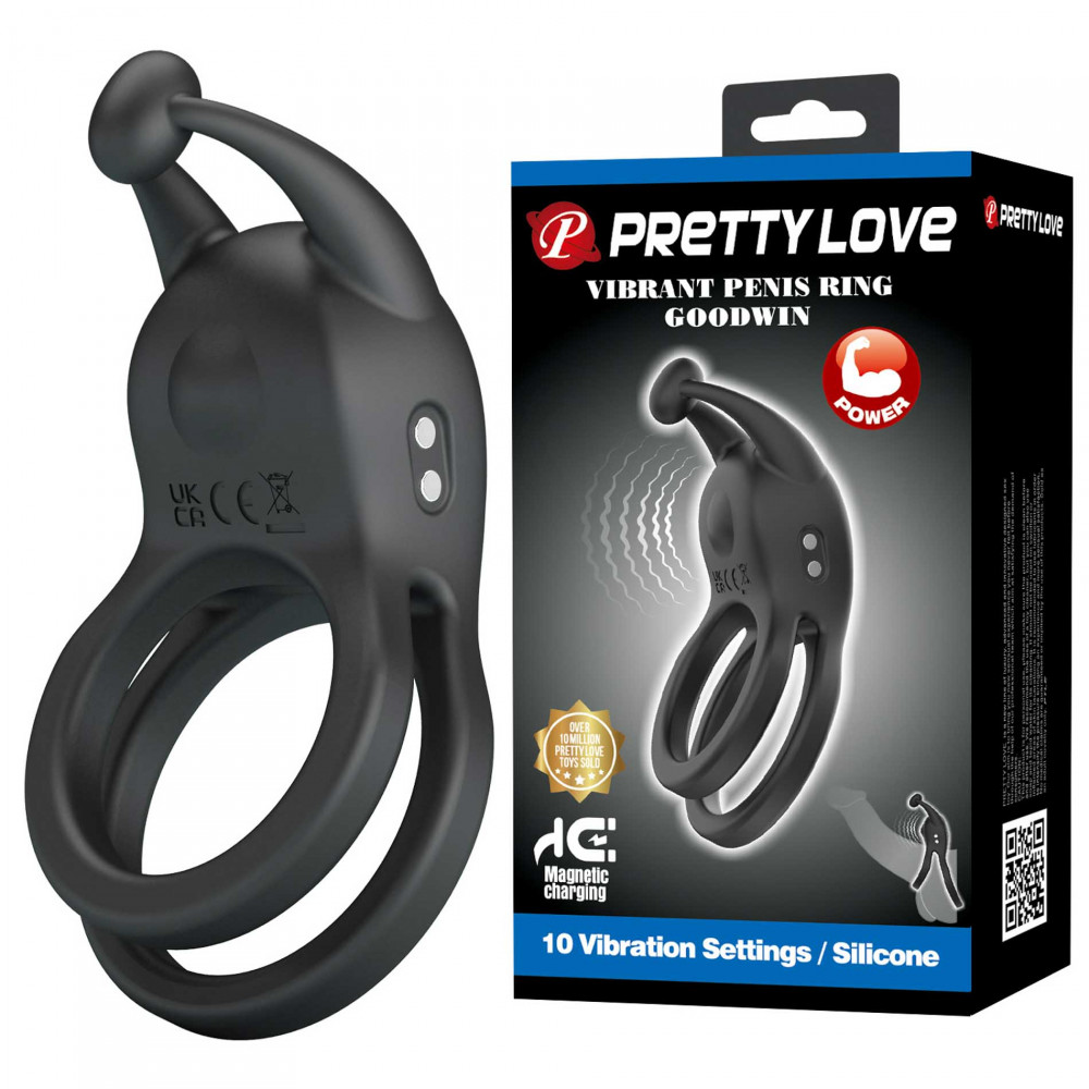  - Кільце ерекційне Pretty Love - Goodwin Vibrating Double Penis Ring, BI-210222