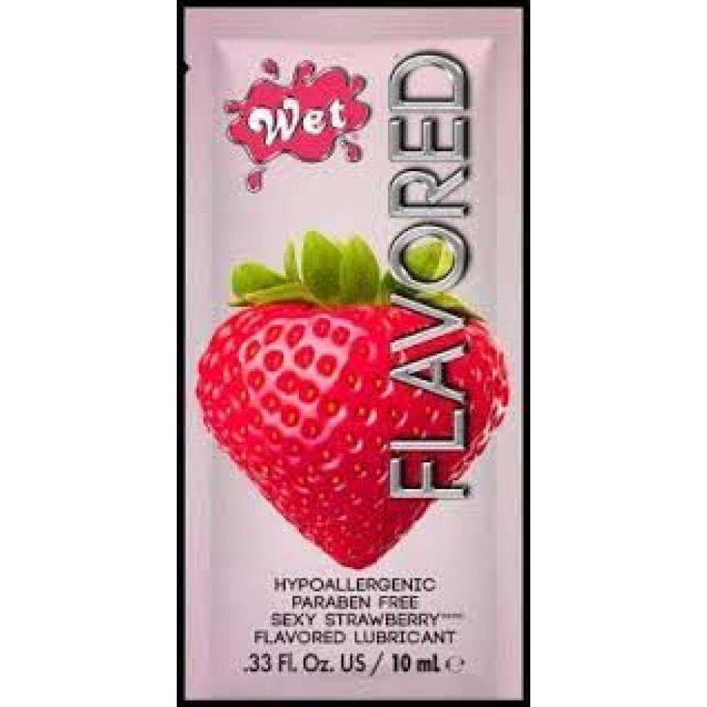 Пробники - ПРОБНИК Лубрикант Wet Flavored Sexy Strawberry (сочная клубника) 10 мл