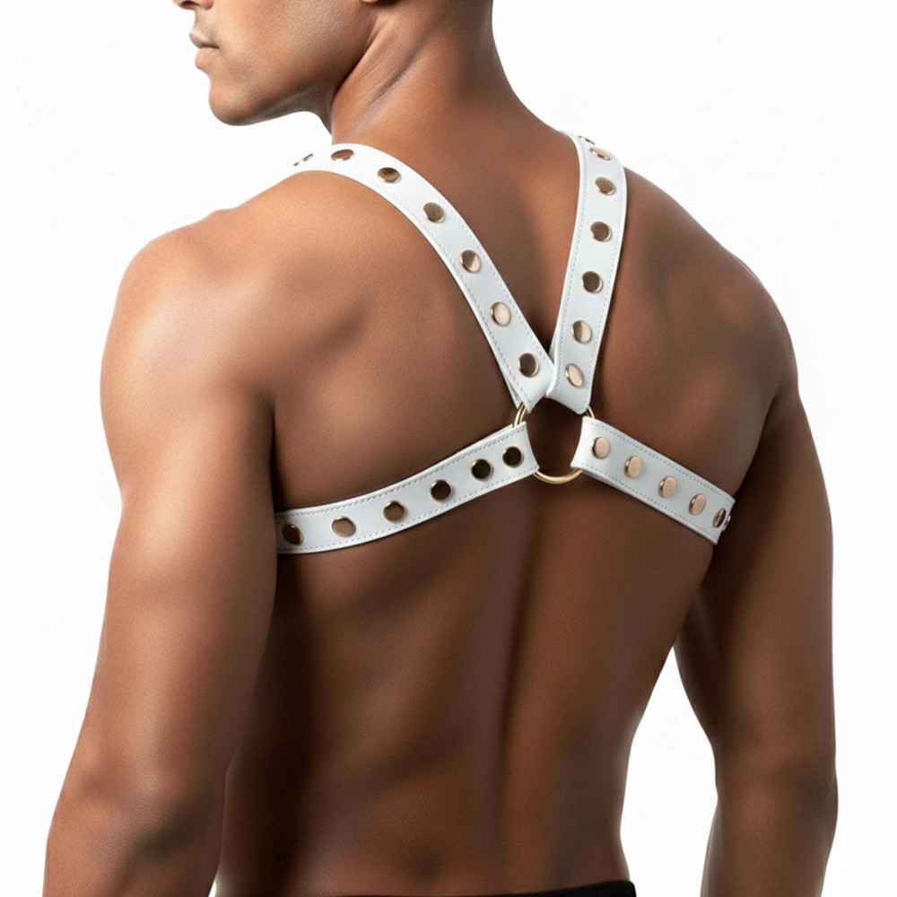  - Чоловіча портупея Art of Sex - Spartacus, екошкіра, колір білий, розмір L-2XL 1