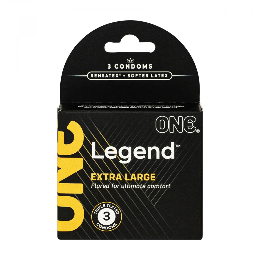 Секс игрушки - Презервативы ONE Legend Extra Large 3 шт, картонная коробка (мятая упаковка!!!)