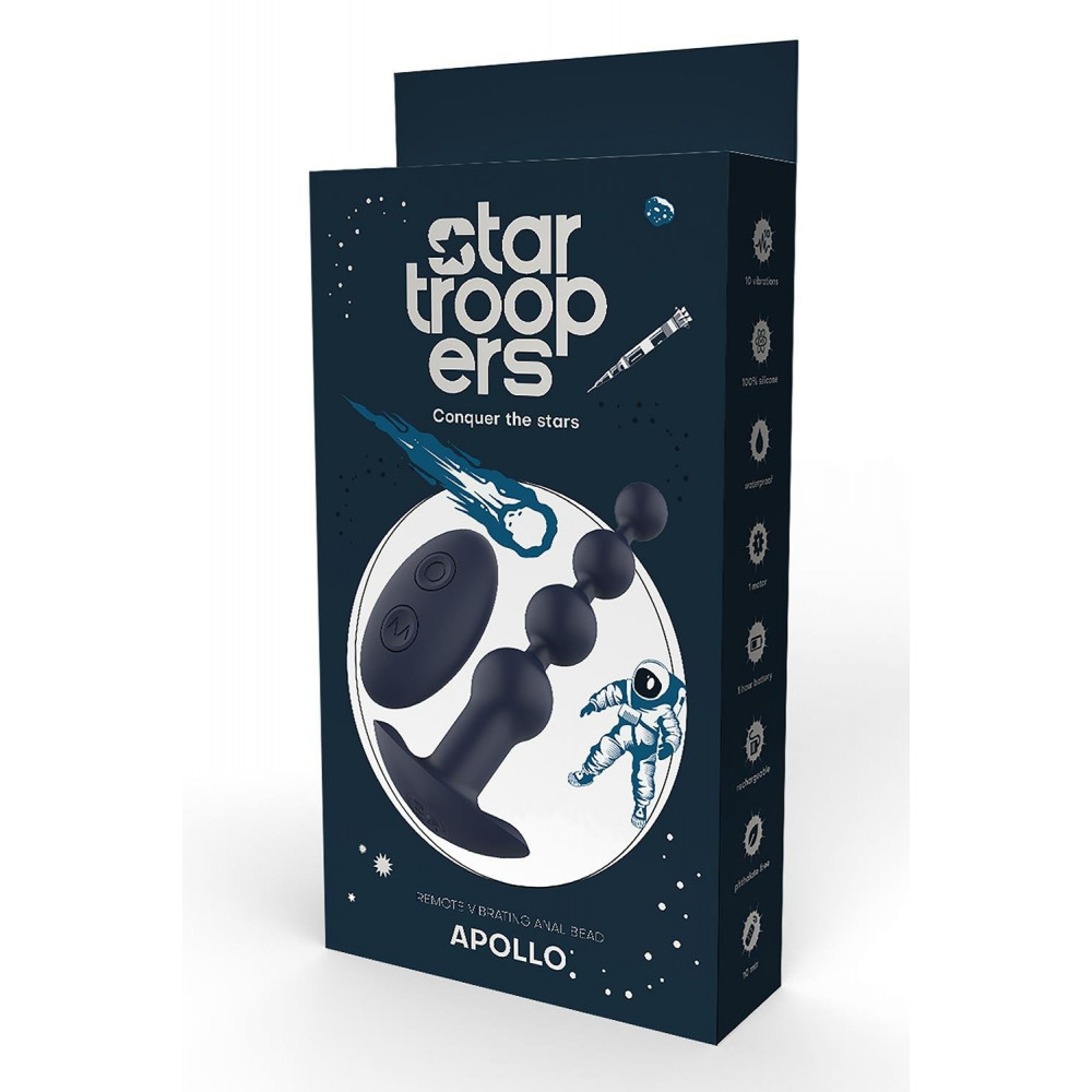 Разное - Анальная елочка с вибрацией Dream Тoys Startroopers Apollo на пульте управления, черная