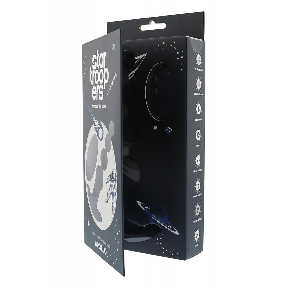 Разное - Анальная елочка с вибрацией Dream Тoys Startroopers Apollo на пульте управления, черная 12