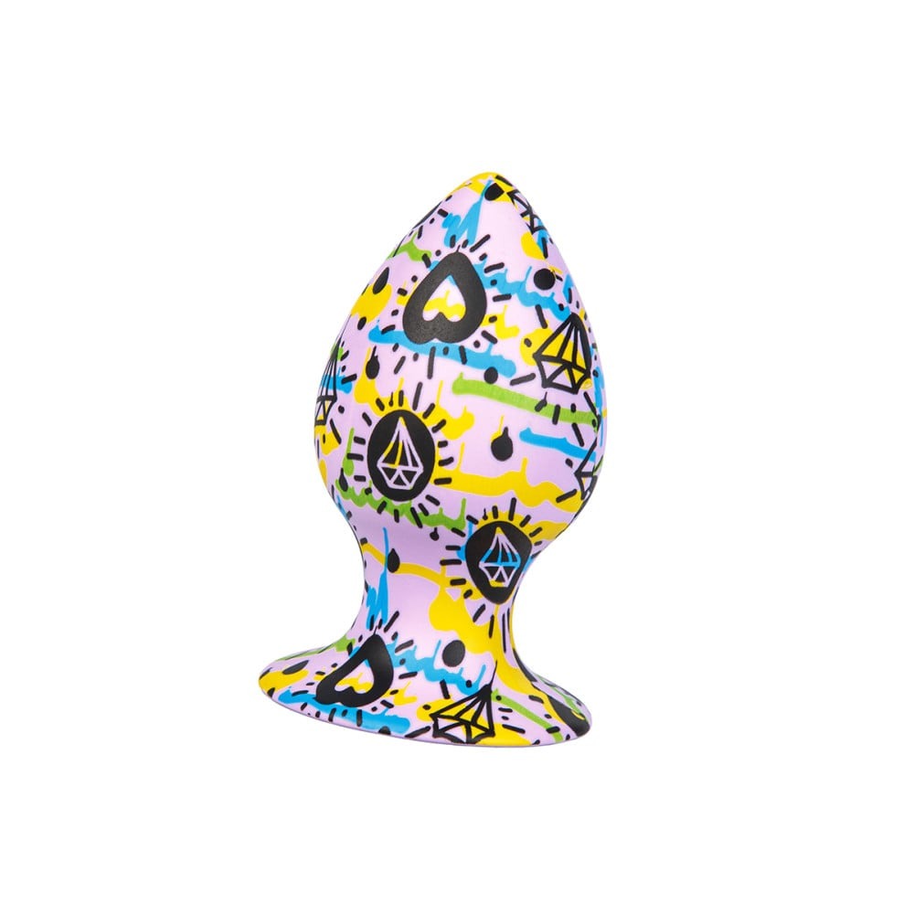 Анальные игрушки без вибрации - Анальная пробка дизайнерская на присоске Love Shop гигантская, силиконовая, с узором 1