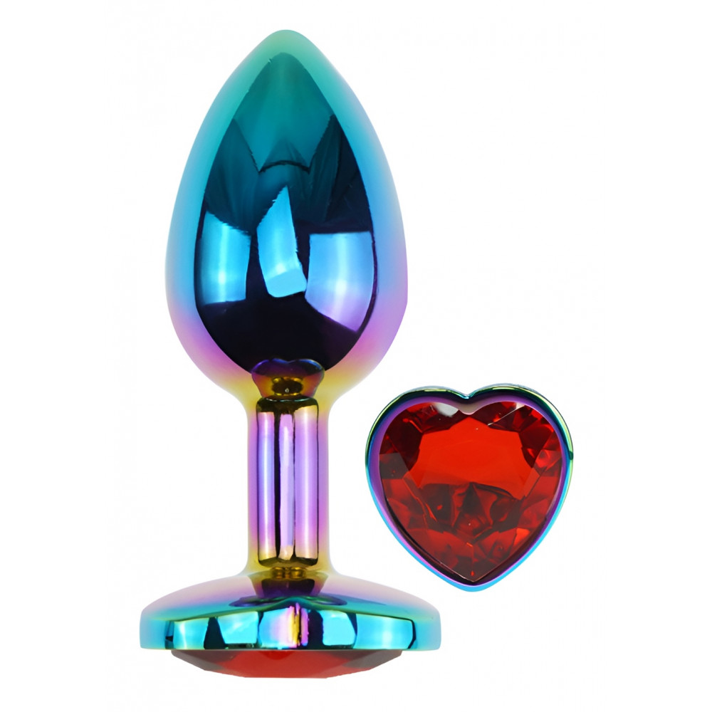 - Анальная пробка с кристаллом EGZO - Multicolor Heart Plug Red size M 1