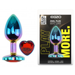 Анальна пробка з кристалом EGZO - Multicolor Heart Plug Red size M