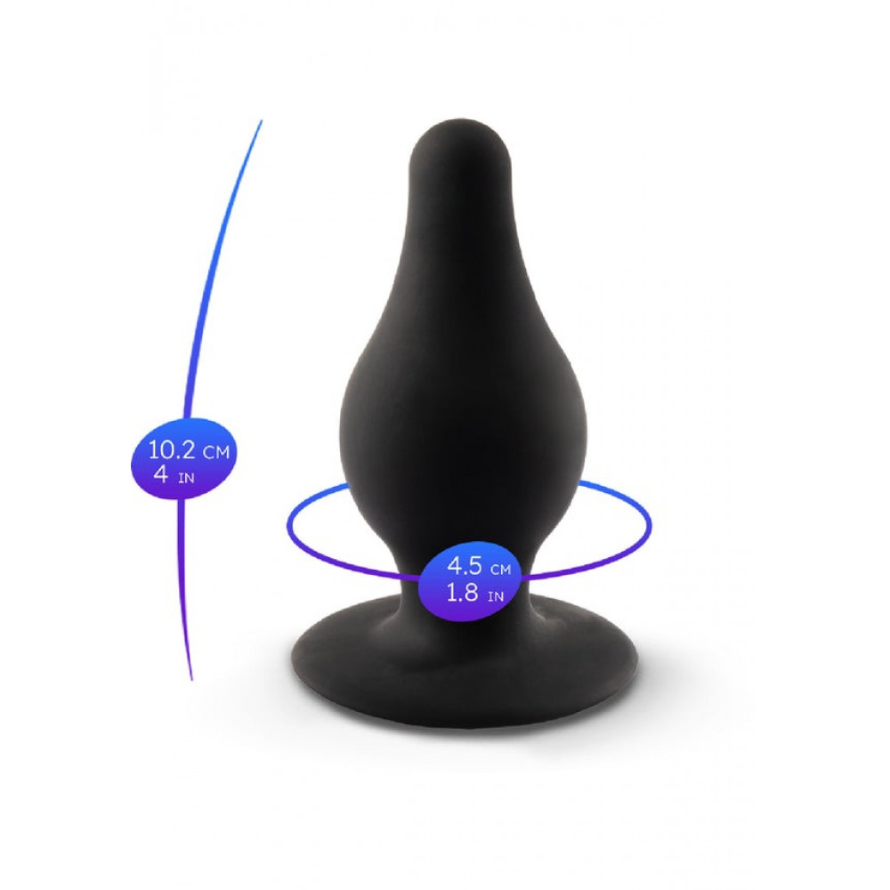 Анальные игрушки без вибрации - Анальная пробка термореактивная Silexd Plug Model 2 конической формы, черная, L 3