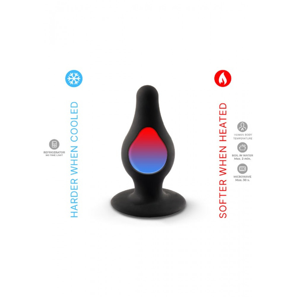 Анальные игрушки без вибрации - Анальная пробка термореактивная Silexd Plug Model 2 конической формы, черная, L 2