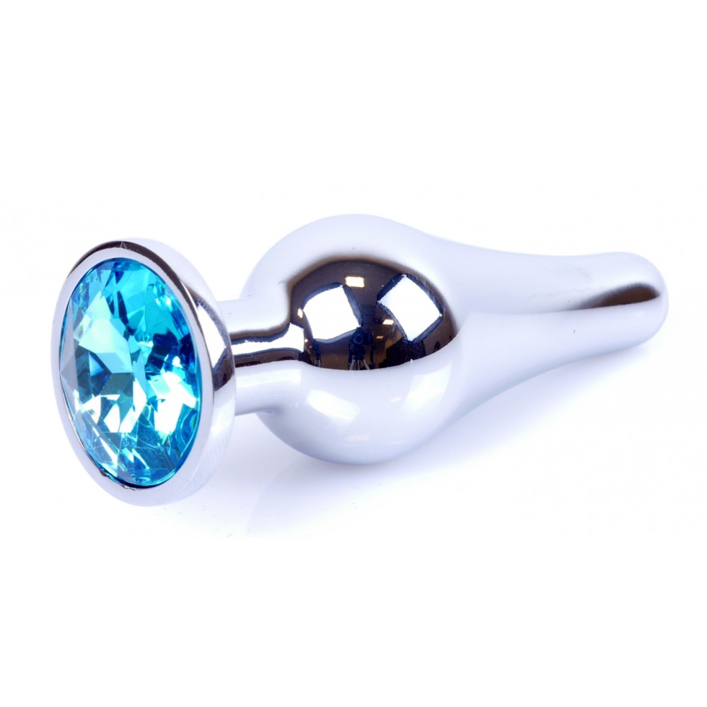 Анальные игрушки без вибрации - Анальная пробка Boss Series - Jewellery Silver BUTT PLUG Light Blue, BS6400076 2